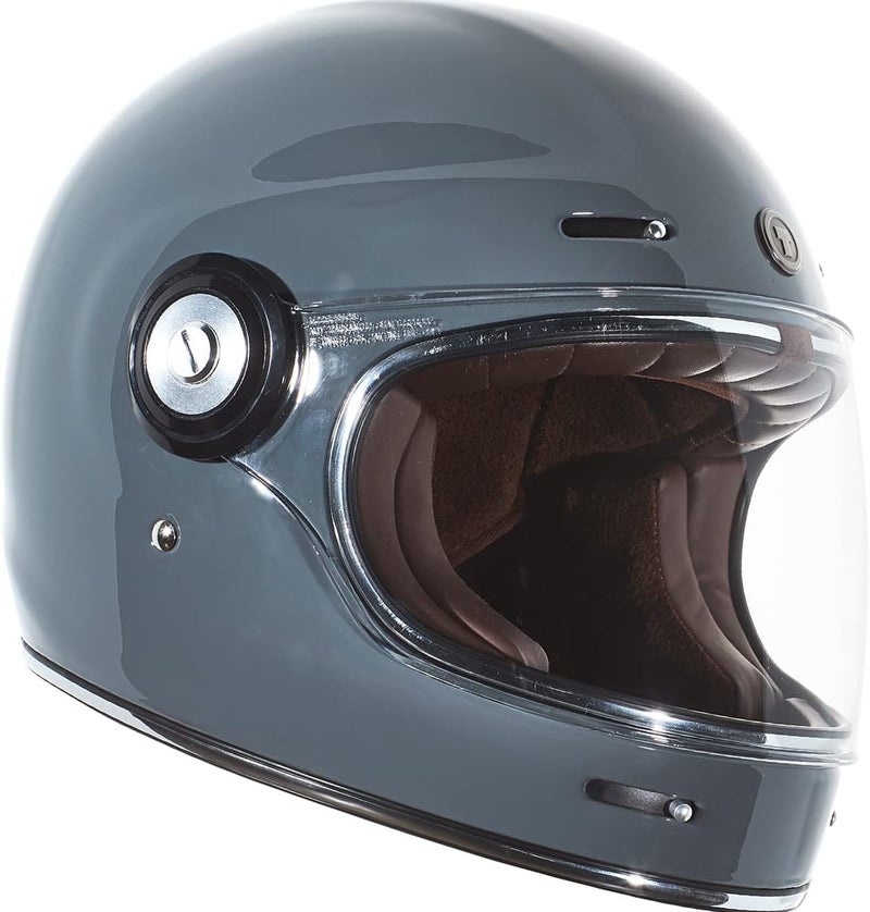 TORC T-1 Retro Full Face Motorcycle Helmet - Gloss Nardo Grey - Image 2