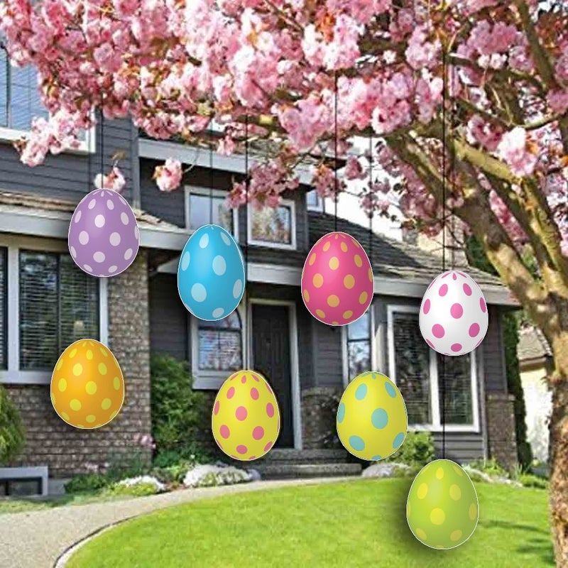 VictoryStore Yard Sign Outdoor Lawn Decorations  Easter Lawn Display Flat Hanging Eggs Set Set of 32 12412 Corrugated Plastic