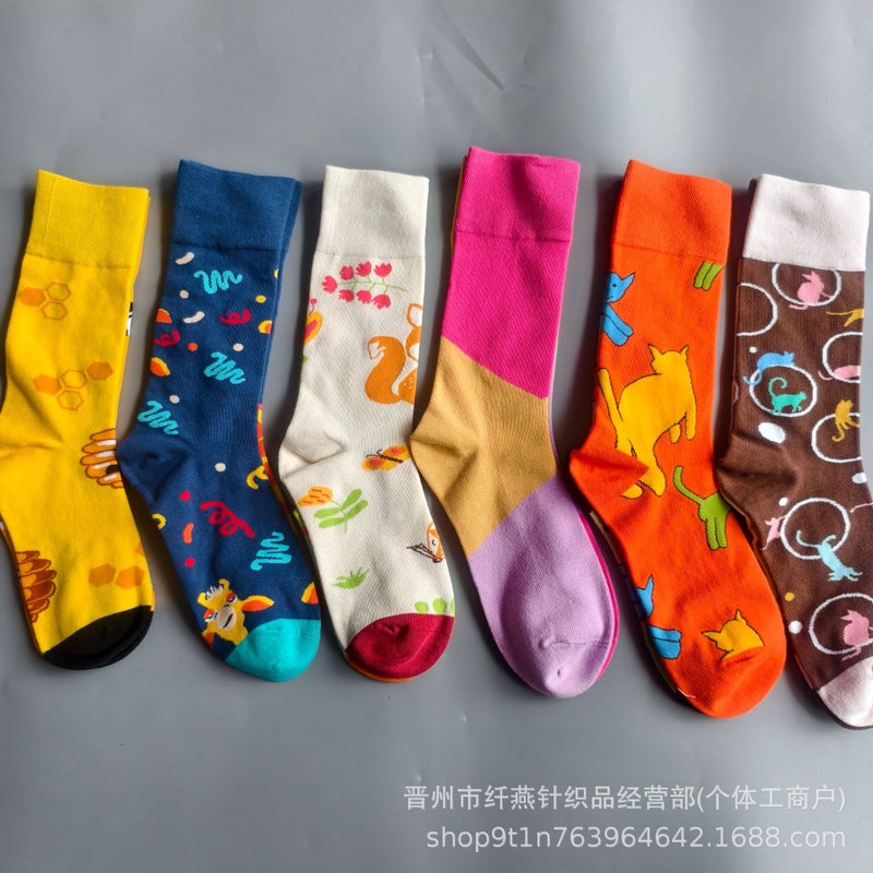 New Niche Dls Socks Mid-Tube Trendy Asymmetrical Ab Version Cartoon Personality Women'S Trendy Socks Dalyko Socks - Image 5