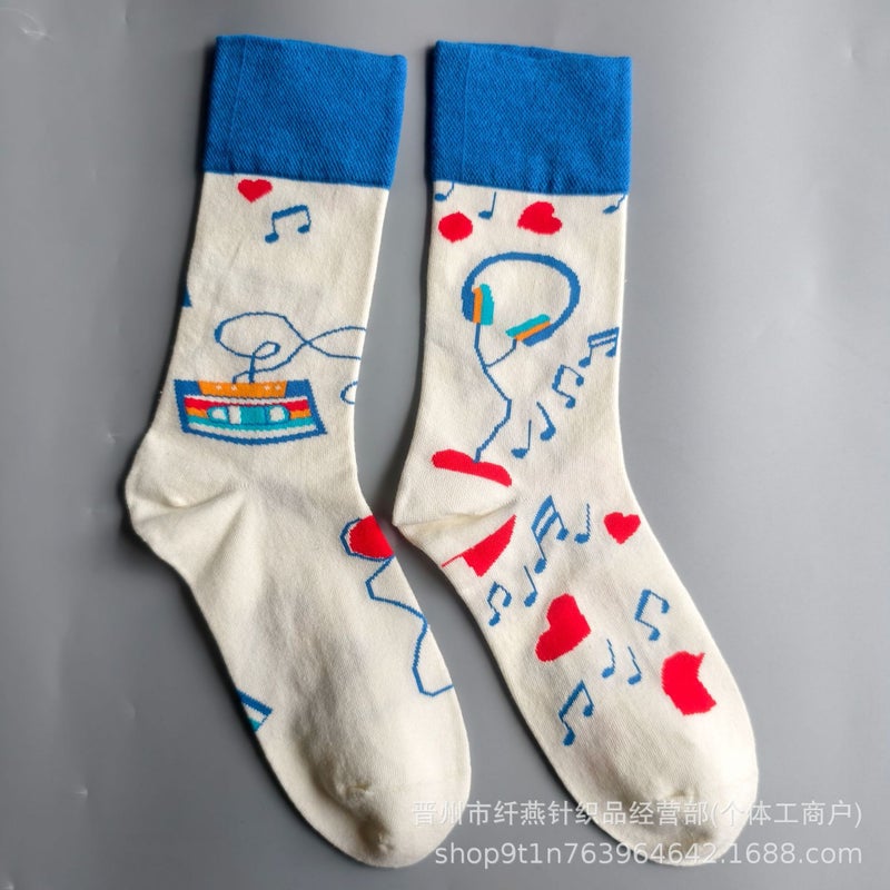New Niche Dls Socks Mid-Tube Trendy Asymmetrical Ab Version Cartoon Personality Women'S Trendy Socks Dalyko Socks - Image 1