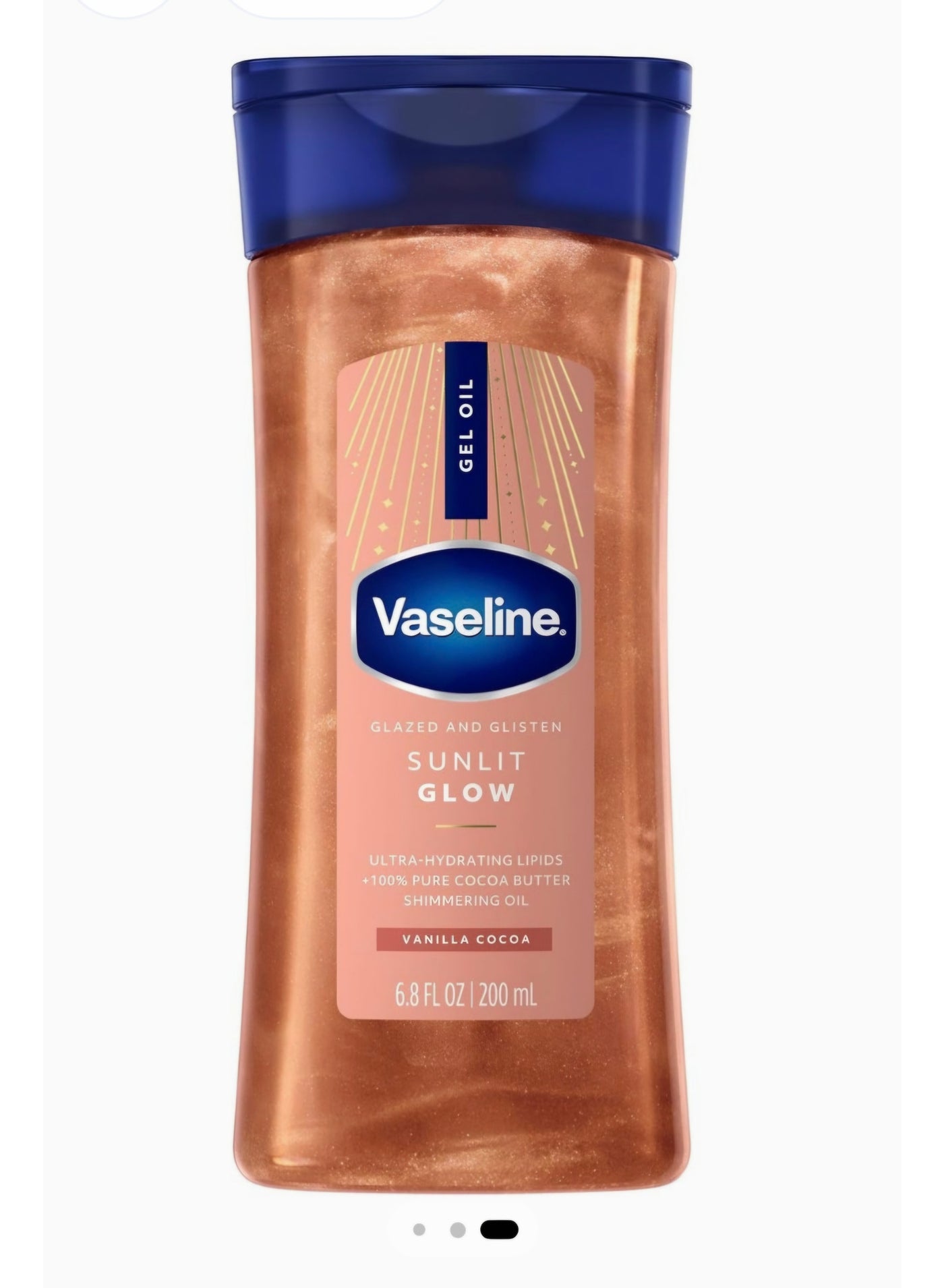 Vaseline Glazed And Glazed Light Sun Glow Gel Oil With Vanilla And Cocoa Scent Shiny Finish Moisturizing Lipids And 100 Cocoa Butter 200 ml