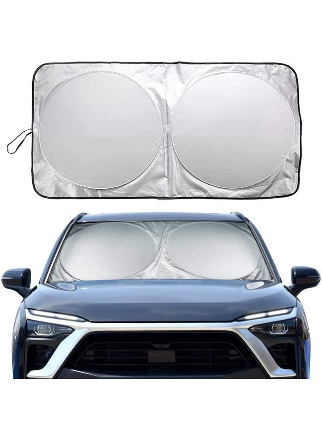 SHOWAY Showay NALANDA Car Windshield Sun Shade with Storage Pouch Foldable Sunshade 150x72cm, Black&Silver - Image 1