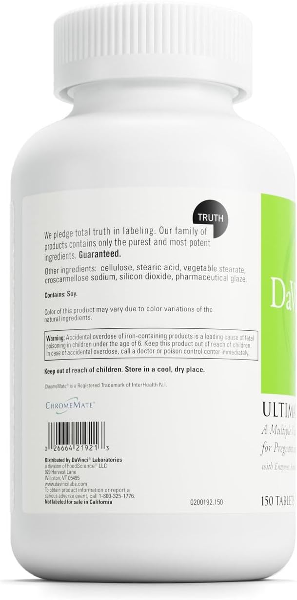 DaVinci Labs Ultimate Prenatal  Nutritional Supplement for Pregnant Women and Nursing Mothers to Support Healthy Pregnancy and Lactation  With Vitamins Minerals Amino Acids and More  150 Tablets - Image 3