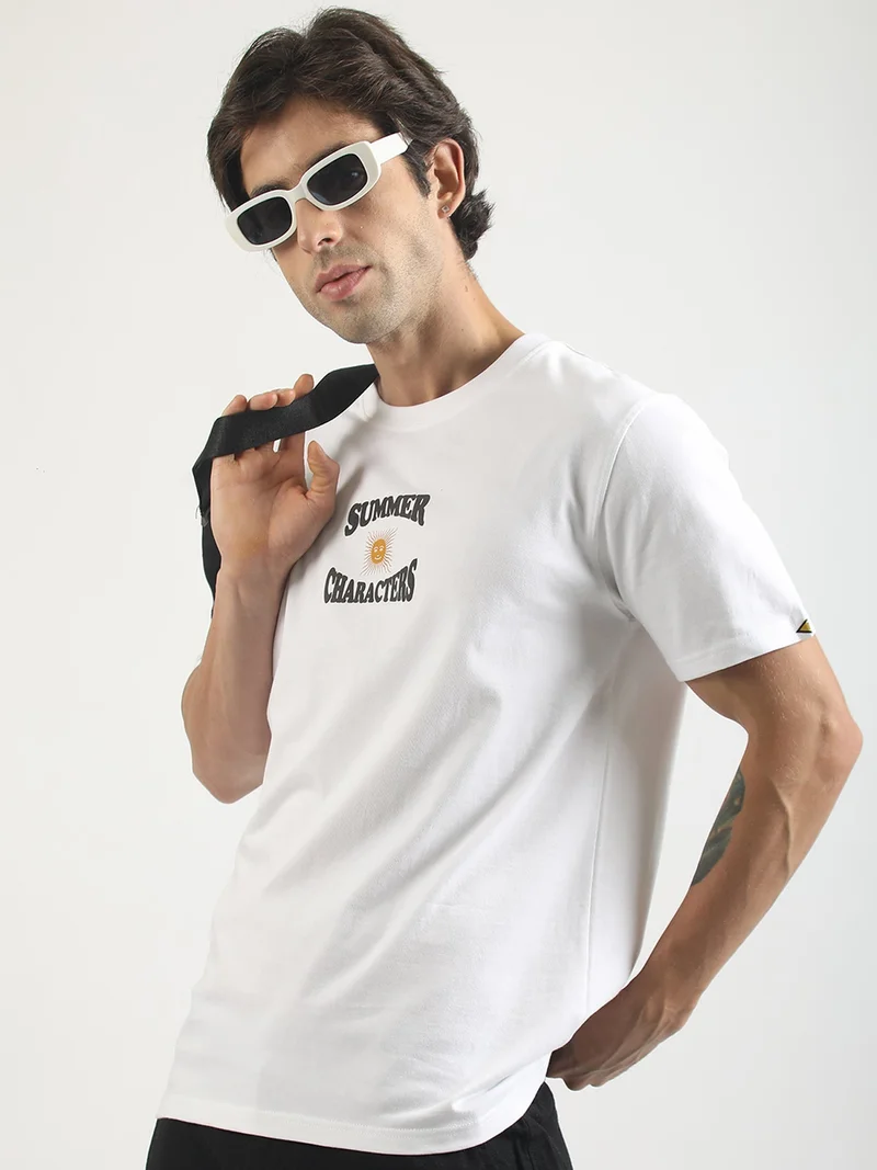 Maniac  Maniac Mens Printed Round Neck Half Sleeve Onion and Black Cotton Polo Tshirt for Men | Best Price UAE