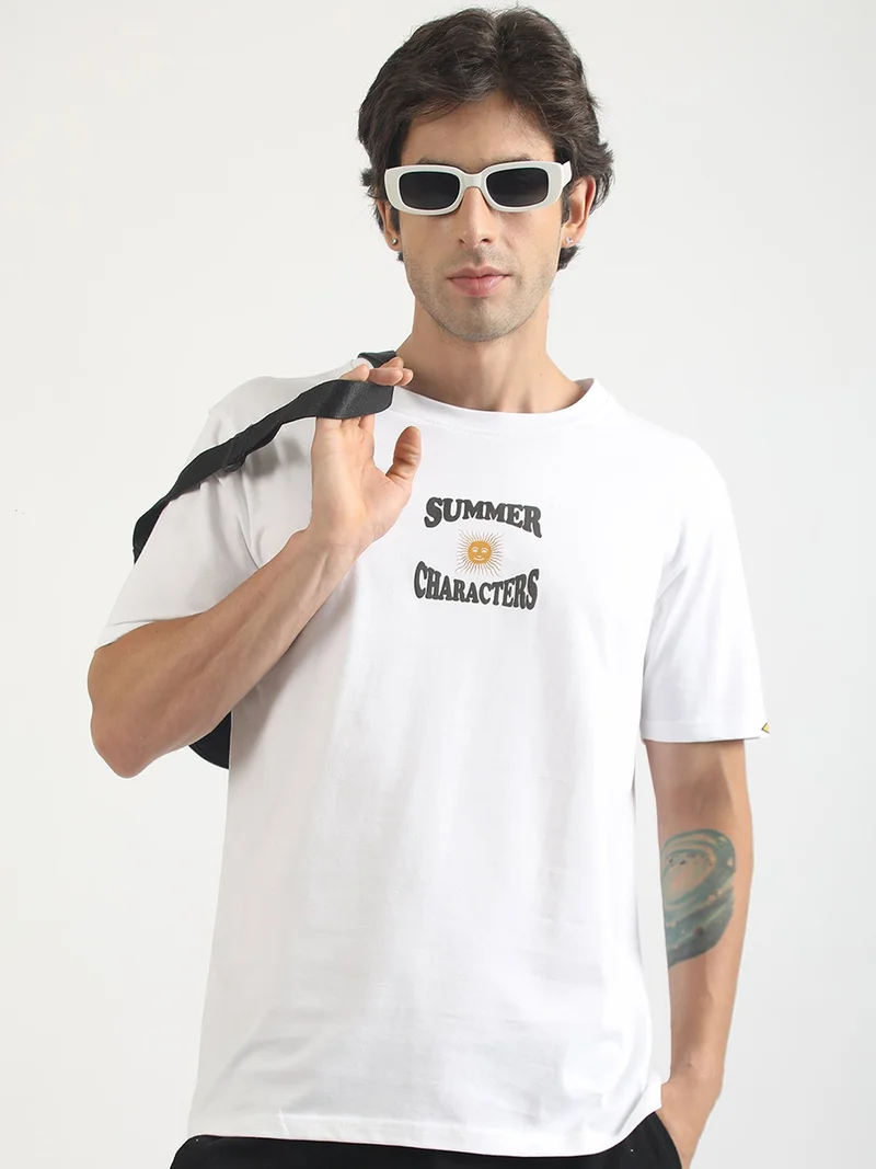 مانياك Maniac Mens Printed Round Neck Half Sleeve Onion and Black Cotton Polo Tshirt