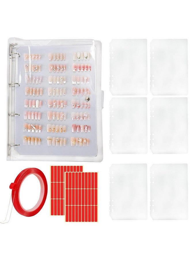 MAYCREATE® Press On Nail Organizer, Press On Nail Packaging, Removable Loose-Leaf Storage Book with Double-sided Adhesive Tape for Fake Nail, Nail Display Stand (Not Included Press On Nail) - Image 1