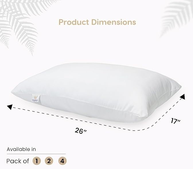 HOME MAX HOME MAX Height Adjustable Microfiber Sleeping Pillows Set of 1, 2 and 4 Soft & Comfortable Washable Pillows - 41x61 cm, White (2, White, Pack of 2 (16" x 24"))  - Image 3