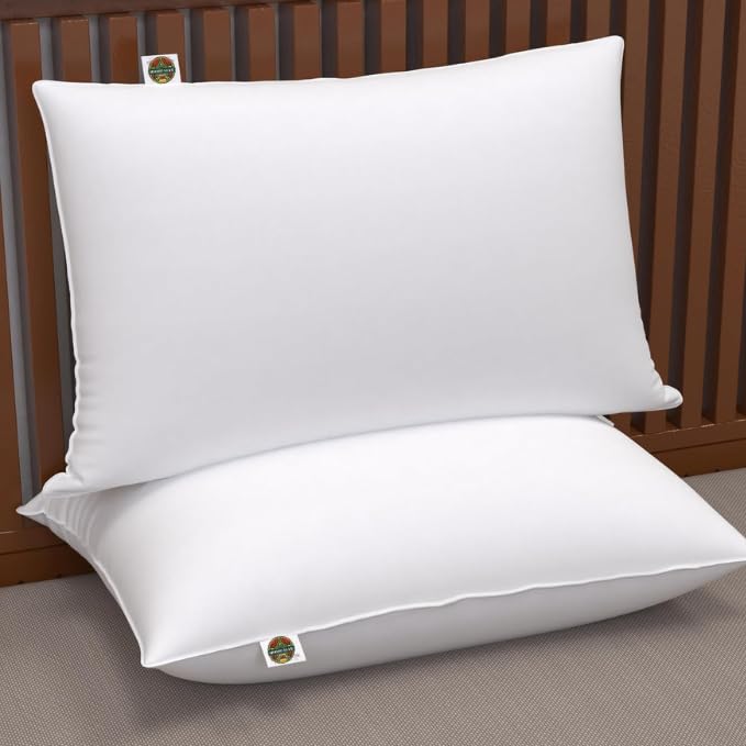 HOME MAX HOME MAX Height Adjustable Microfiber Sleeping Pillows Set of 1, 2 and 4 Soft & Comfortable Washable Pillows - 41x61 cm, White (2, White, Pack of 2 (16" x 24"))  - Image 1