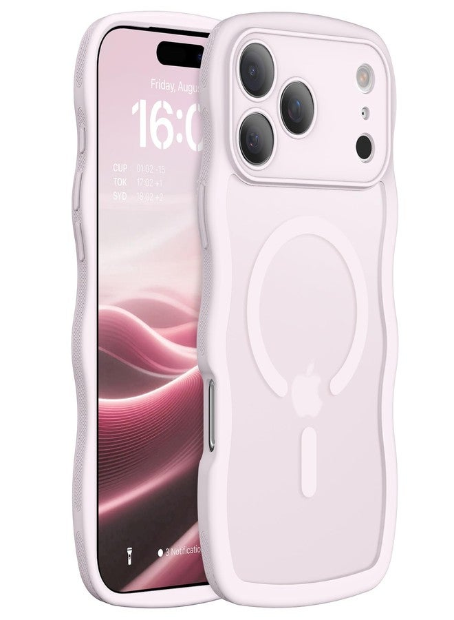 BENTOBEN Magnetic for iPhone 17 Pro Case, Cute Wavy Full Camera Protection [Compatible with MagSafe] Matte Anti-Slip Bumper Women Girls Boys Protective Cover for 17 Pro 6.3",Gray Pink - Image 1