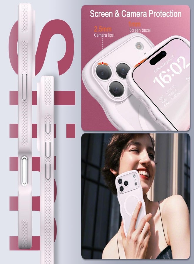 BENTOBEN Magnetic for iPhone 17 Pro Case, Cute Wavy Full Camera Protection [Compatible with MagSafe] Matte Anti-Slip Bumper Women Girls Boys Protective Cover for 17 Pro 6.3",Gray Pink - Image 2