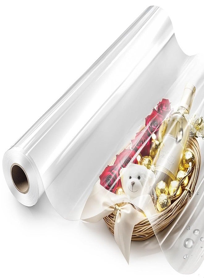 PH PERKHOMY PerkHomy Folio Clear Cellophane Wrap Roll 32" x 100' Folded 3 Mil Thick Cellophane For Gift Basket Treats Goodie Wrapping Craft Flower Bouquet Plastic - Image 1