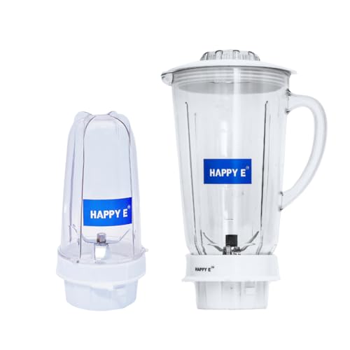 HAPPY E Heavy Duty Mixer Jar Set – 1500ml Blender Jar + 500ml Bullet Chutney Jar | ABS Premium Build, Copper Bush, Leak-Proof Lids, Compatible with Most Indian Mixers - Image 5