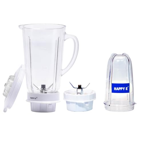 HAPPY E Heavy Duty Mixer Jar Set – 1500ml Blender Jar + 500ml Bullet Chutney Jar | ABS Premium Build, Copper Bush, Leak-Proof Lids, Compatible with Most Indian Mixers - Image 2
