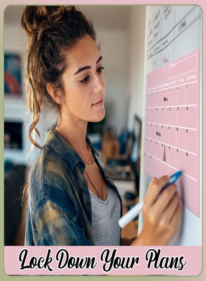 YooNotee Pink Monthly Magnetic Calendar for Refrigerator 17 x 12 Inches Dry Erase Fridge Calendar Magnet with 6 Colorful Whiteboard Markers 2 Erasers - Image 5
