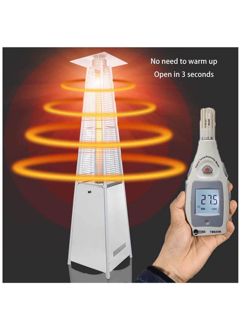 Patio Outdoor Propane Patio Heater, Quadrangular Pyramid Flame Heater W/Wheels Quick Pulse Ignition, Auto Shut Off, Black  - Image 3