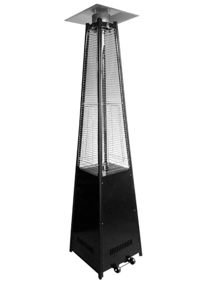 Patio Outdoor Propane Patio Heater, Quadrangular Pyramid Flame Heater W/Wheels Quick Pulse Ignition, Auto Shut Off, Black  - Image 1