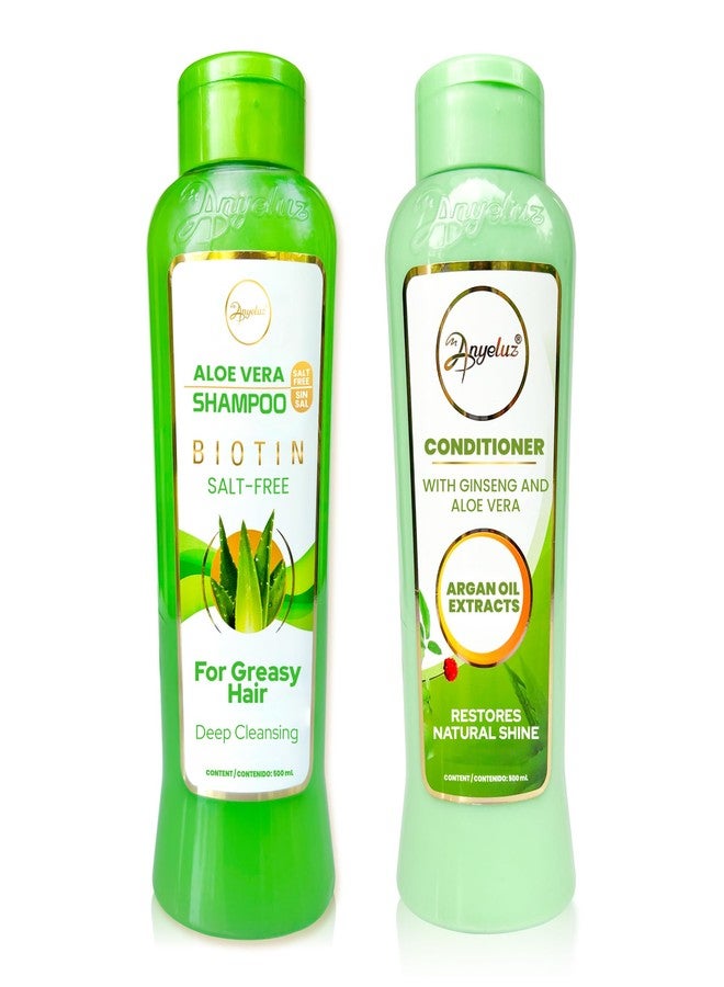 ANYELUZ Aloe Vera Shampoo and Conditioner Set, With Biotin, Provides Strength and Vitality to your Hair, Removes Excess Oil and Residues, for All Hair Types - Image 1