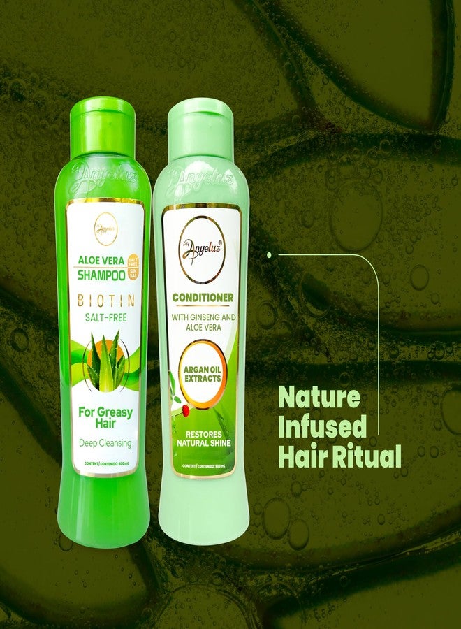 ANYELUZ Aloe Vera Shampoo and Conditioner Set, With Biotin, Provides Strength and Vitality to your Hair, Removes Excess Oil and Residues, for All Hair Types - Image 4