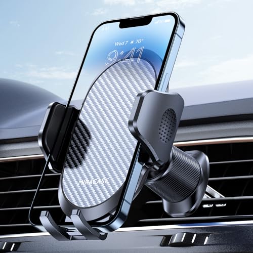 Miracase Phone Holders for Your Car with Metal Hook Clip Air Vent Cell Phone Stand Car Mount Universal Automobile Cradle for Garmin GPS Fit iPhone Android and All Smartphones Dark Black - Image 1