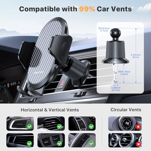 Miracase Phone Holders for Your Car with Metal Hook Clip Air Vent Cell Phone Stand Car Mount Universal Automobile Cradle for Garmin GPS Fit iPhone Android and All Smartphones Dark Black - Image 3