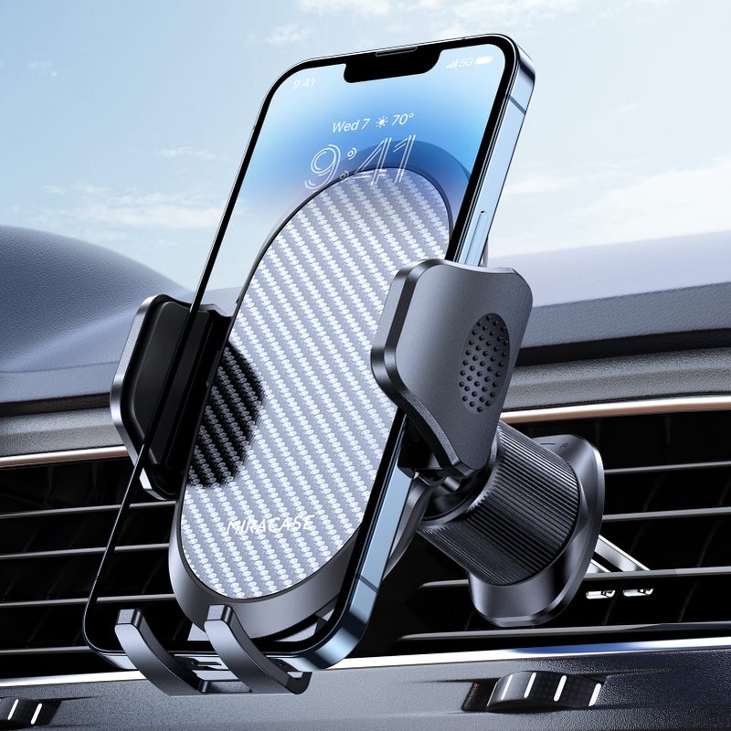 Miracase Phone Holders for Your Car with Metal Hook Clip Air Vent Cell Phone Stand Car Mount Universal Automobile Cradle for Garmin GPS Fit iPhone Android and All Smartphones Dark Black - Image 2