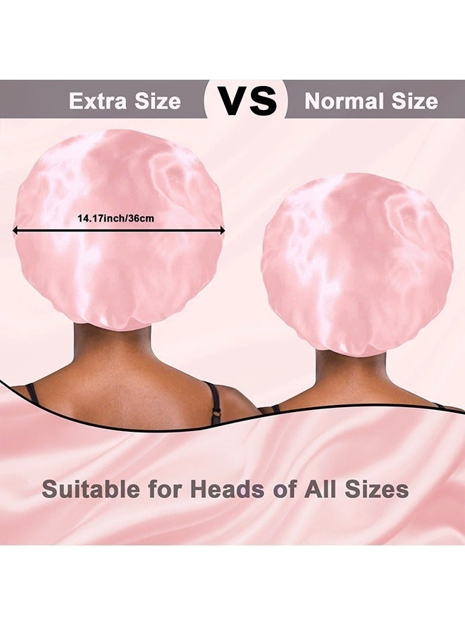 ATRJSZ Bonnet with Tie Band, Satin Hair Silk Bonnet for Sleeping Women, Sleep Bonnets for Women, Double Layer Sleep Cap for Curly Hair Braids（Pink） - Image 3