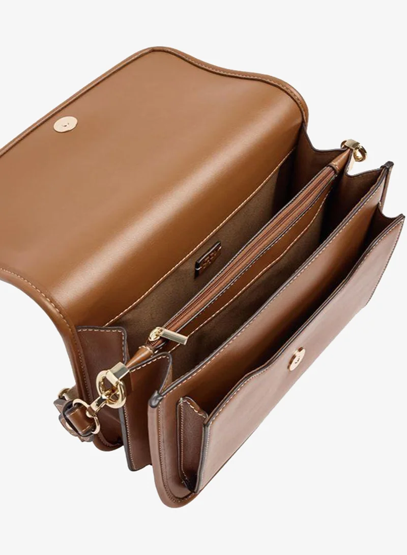 Parfois Brown Shoulder Bag With Flap And Crossbody Bag Strap for Women | Best Price UAE
