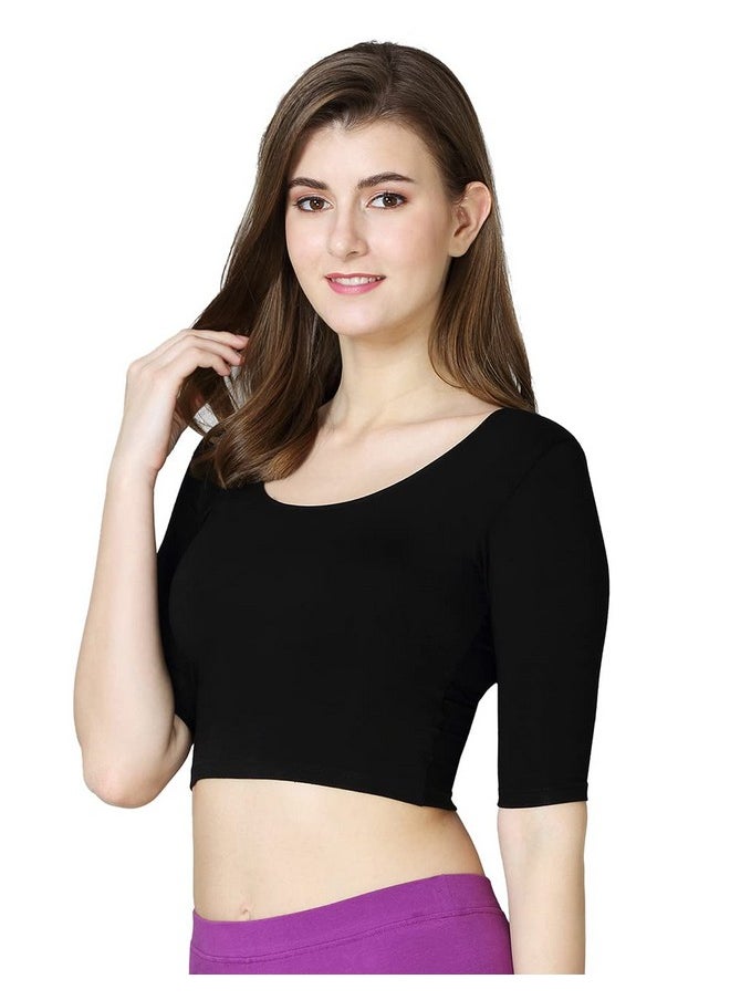 في ستار - بلوزة VSTAR النسائية المريحة ذات الأكمام القصيرة من الرايون (F05726_Black_M_Black_M، قصة مريحة) - Image 1