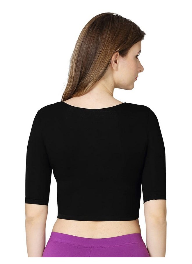 في ستار - بلوزة VSTAR النسائية المريحة ذات الأكمام القصيرة من الرايون (F05726_Black_M_Black_M، قصة مريحة) - Image 1