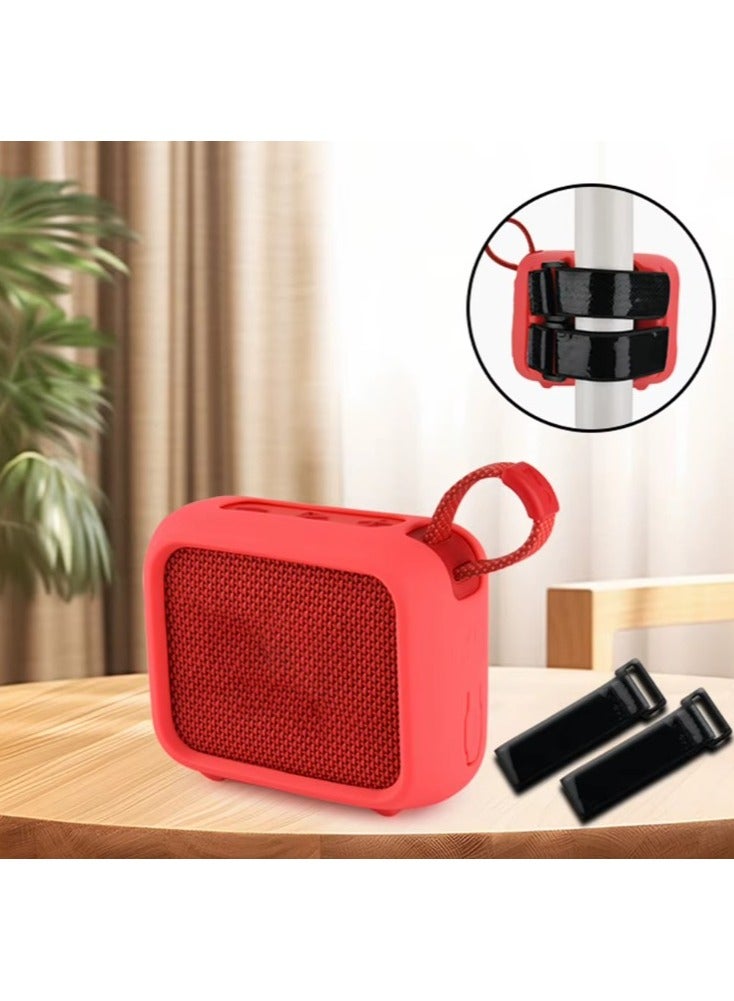 Silicone Case Protective Cover with Speaker Mount Strap Portable Speaker Case Shockproof Speaker Cover for JBL Go 4 BT Speaker-Blue  - Image 4