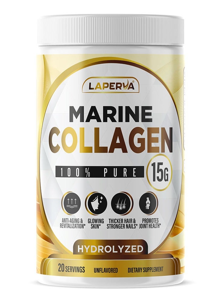 لابيرفا كولاجين بحري نقي 100% - مسحوق بدون نكهة - 300 غرام - ببتيدات كولاجين مُحللة من جلد سمك القد - تركيبة حلال، خالية من السكر، ونظيفة