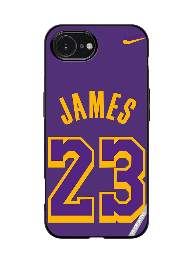 Protective Case Cover For Apple iPhone 16e James 23 Purple Design Multicolour