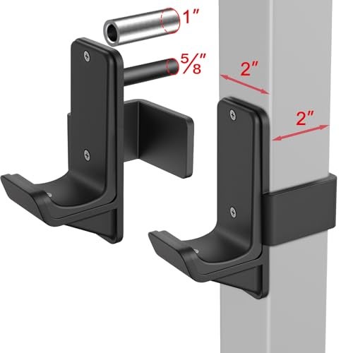 Kipika J-Hooks for 2" x 2" Power Rack with 5/8" or 1" Hole, Bottom Reinforced Steel Hooks with Rubber Pads, Heavy Duty Power Rack Attachments, Squat Rack Accessories for Strength Training, Set of 2 - Image 2