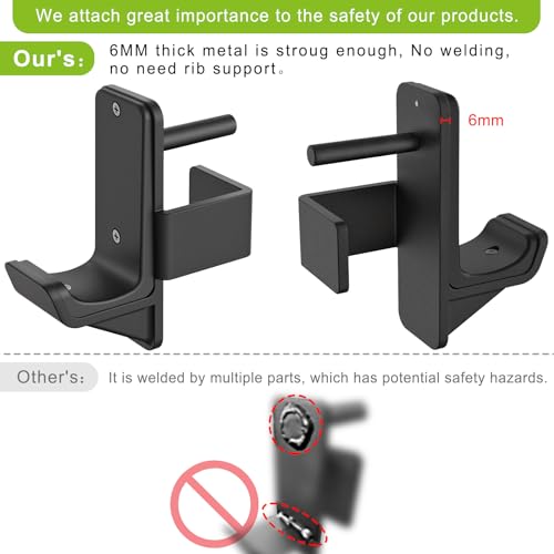 Kipika J-Hooks for 2" x 2" Power Rack with 5/8" or 1" Hole, Bottom Reinforced Steel Hooks with Rubber Pads, Heavy Duty Power Rack Attachments, Squat Rack Accessories for Strength Training, Set of 2 - Image 5