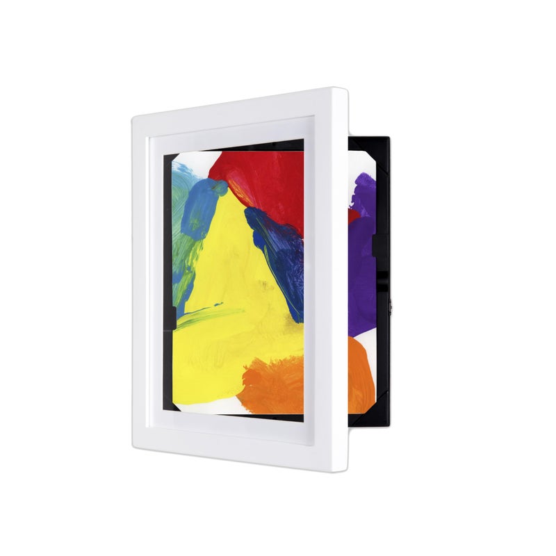 Dynamic Frames Lil Davinci Art Cabinet Stores up to 50 Pieces of 85 x 11 inch Art Outer Wooden Frame Dimensions 1175 x 1475 inches Changeable Kids Art Frame Front Opening White