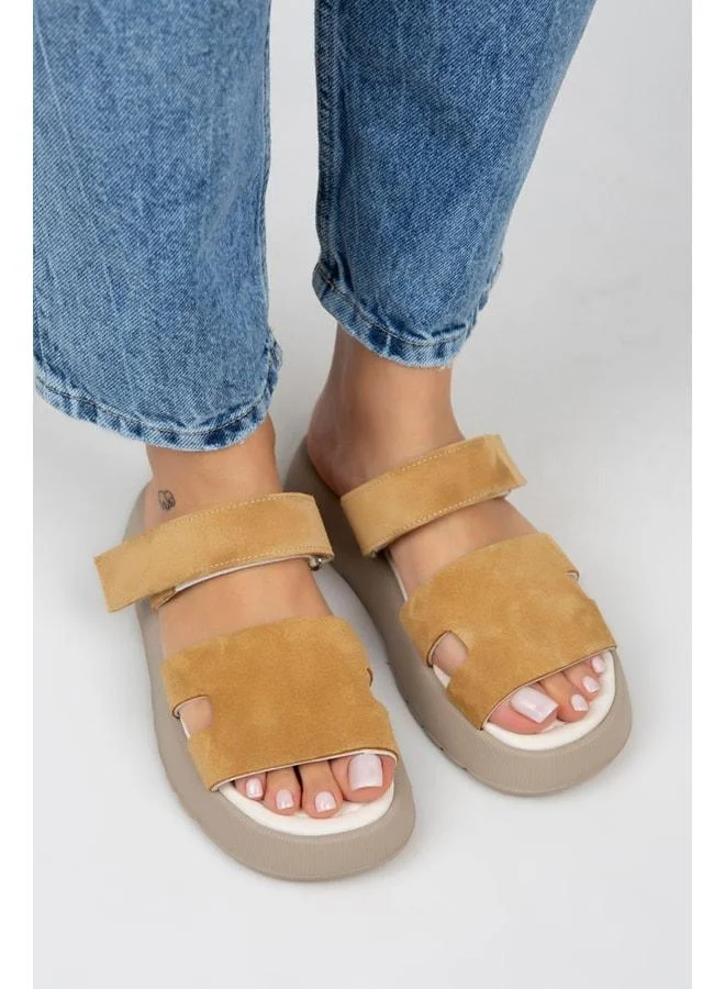 Seina Women's Genuine Leather strap Slippers (Mustard).