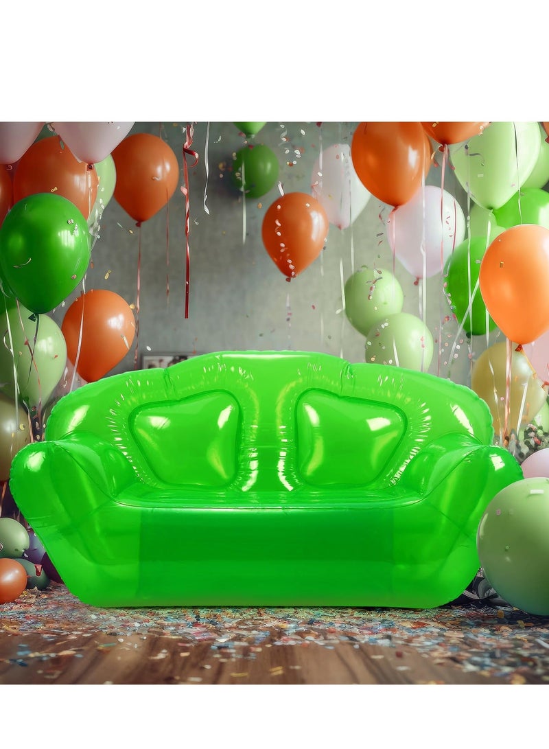 Transparent Clear Inflatable Sofa Seat Double Person Blow up Chair Portable Inflatable Couch Air Couch for Swimming Pool Camping Outdoor Beach Room 100% Waterproof and Holds 550lbs Green - Image 2