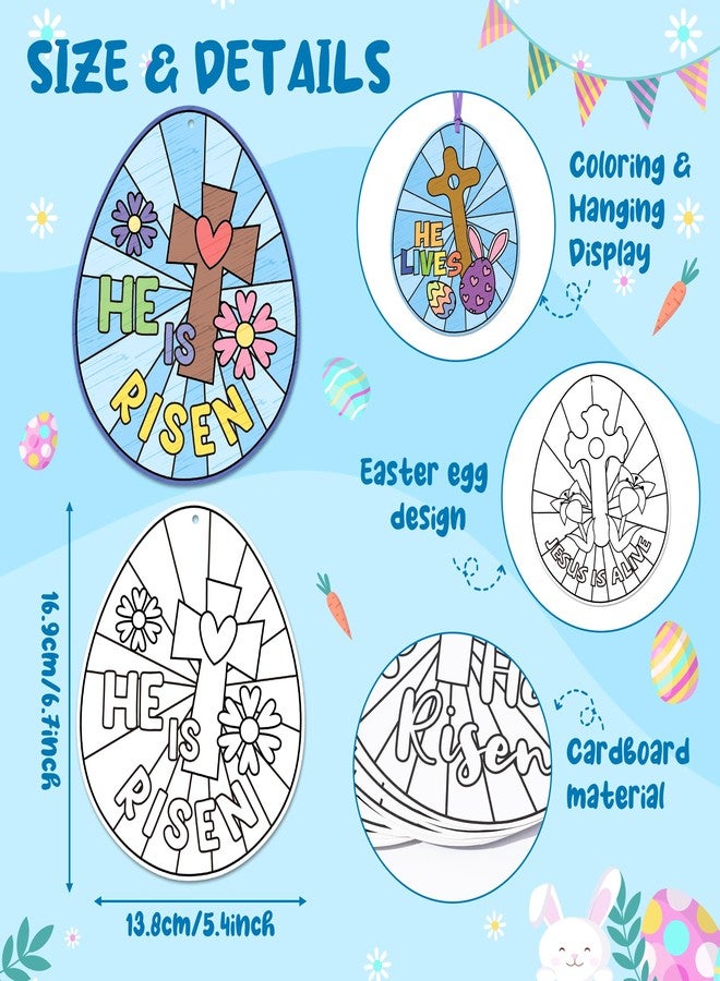 ANGOLIO Easter Color Your Own Egg Ornaments Kit for Kids 83Pcs Christian Religious DIY Coloring Craft Kit Cross He is Risen Jesus is Alike Card Sunday School Classroom Church Party Art Craft Project - Image 2