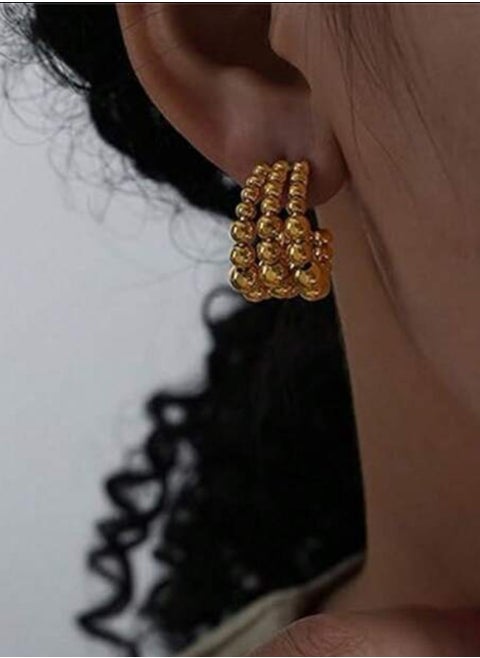 Elegant Stainless Steel Gold Plated Earrings For Women