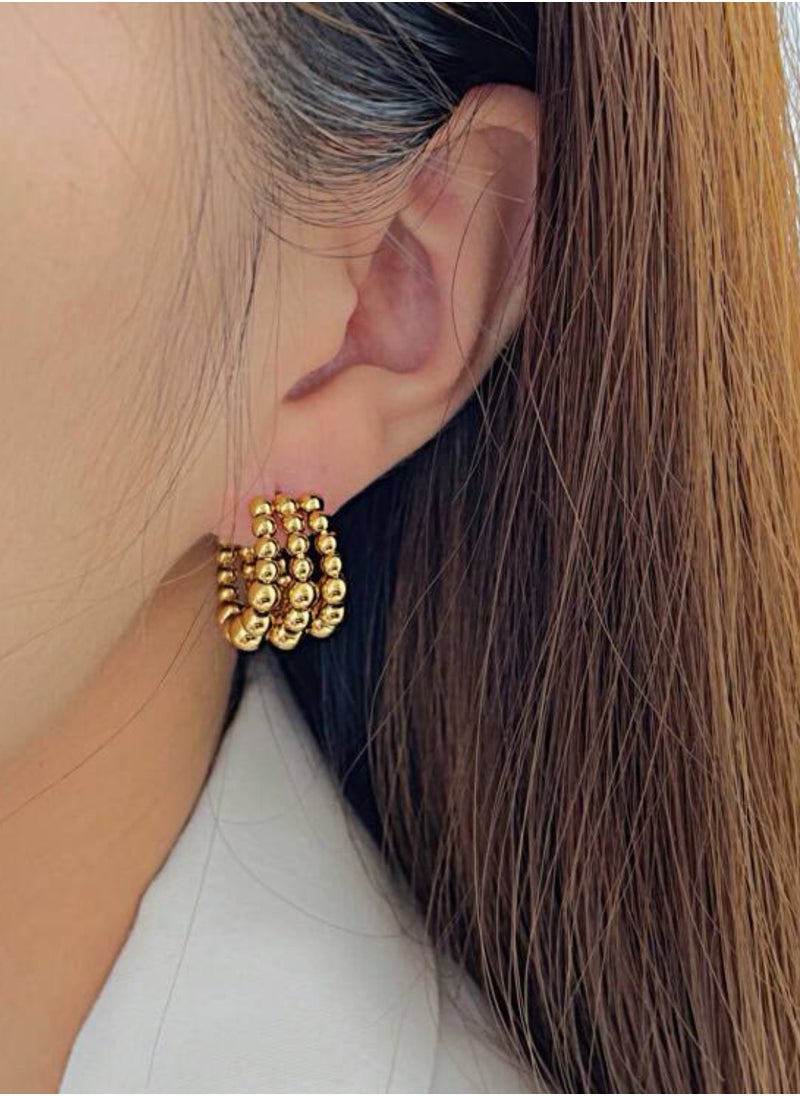 Equal - Elegant Stainless Steel Gold Plated Earrings For Women - Image 1