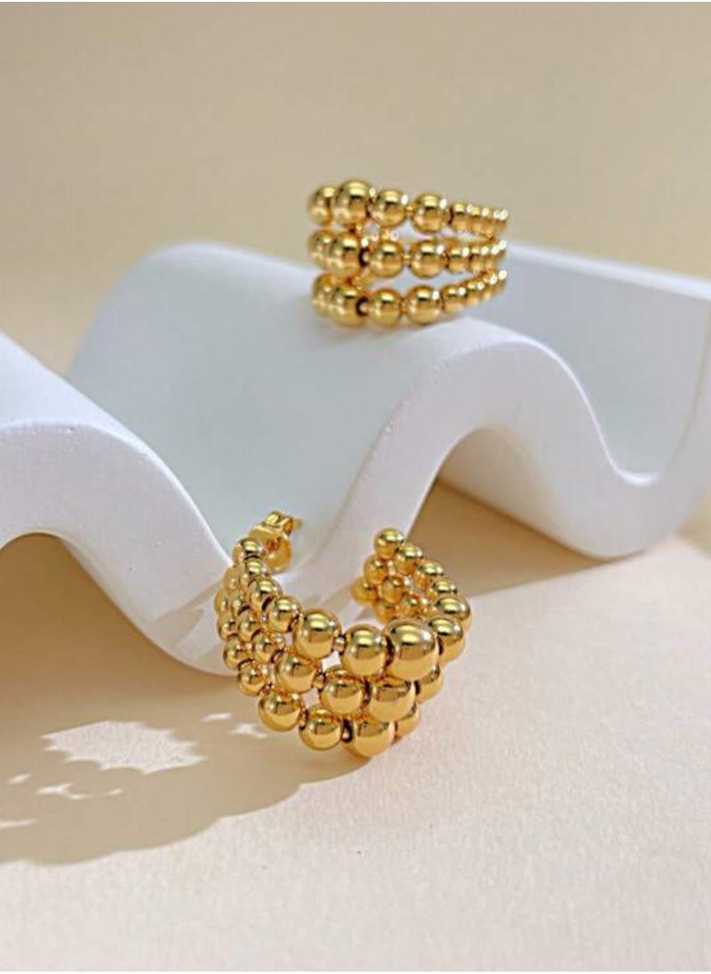 Equal - Elegant Stainless Steel Gold Plated Earrings For Women - Image 1