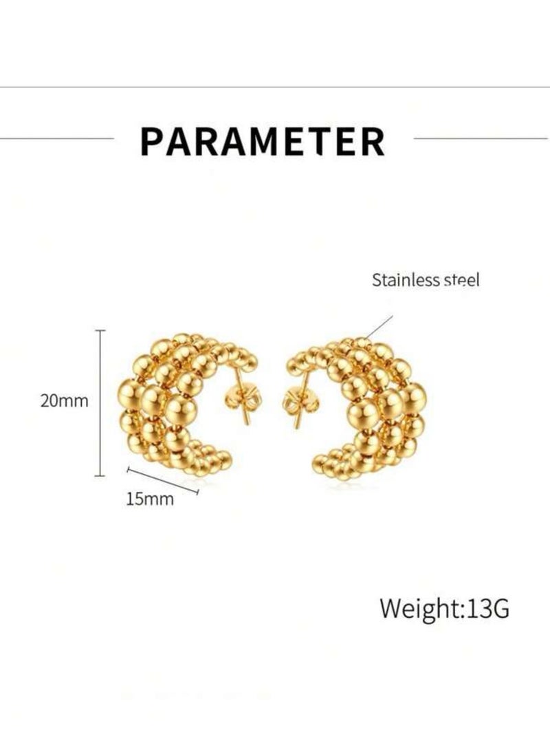 Equal - Elegant Stainless Steel Gold Plated Earrings For Women - Image 1