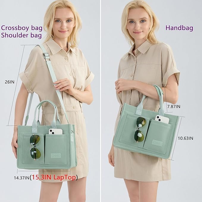 Kawn ® Large Canvas Tote Bag for Women hobo Shoulder Bag with Zipper Multi-Pocket Satchel bag Crossbody Bag with Detachable Strap Everything Everyday Handbags for Office, College and Travel - Image 4