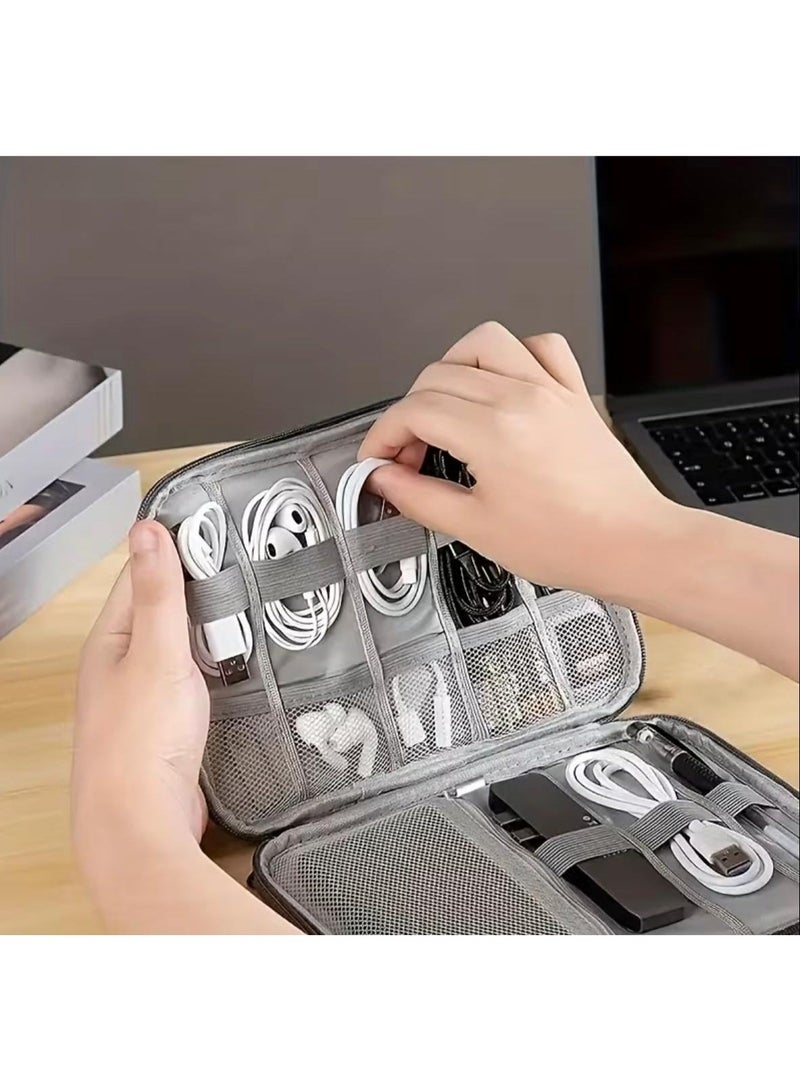 Travel Digital Cable Organizer Bag with 8 Elastic Rings for Data - Image 2