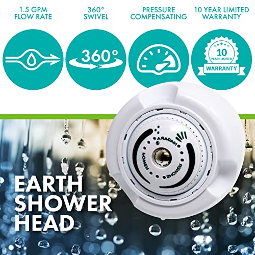 Niagara Conservation N2915N Earth Spa 3-Spray with 1.5 GPM 2.7-in. Wall Mount Adjustable Fixed Shower Head in White, 1-Pack | Bathroom Shower Head Sprayer with Pressure Compensation Technology - Image 2