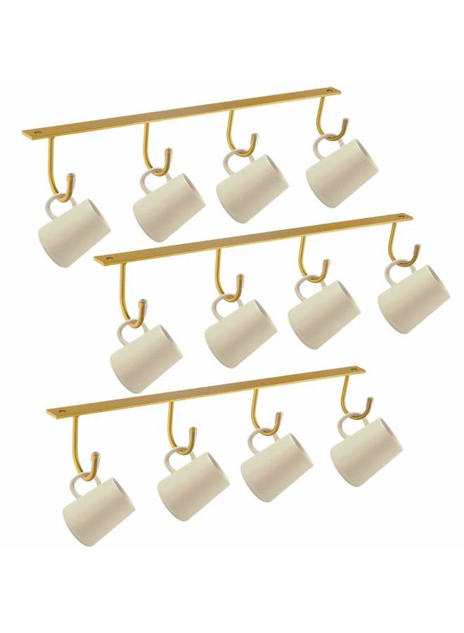 MOCOUM Coffee Mug Holder Under Cabinet, Metal Mug Cup Hook Iron Hanging Mug Rack Under ShelfCoffee Cup Holders for Counte (Gold, 3) - Image 3