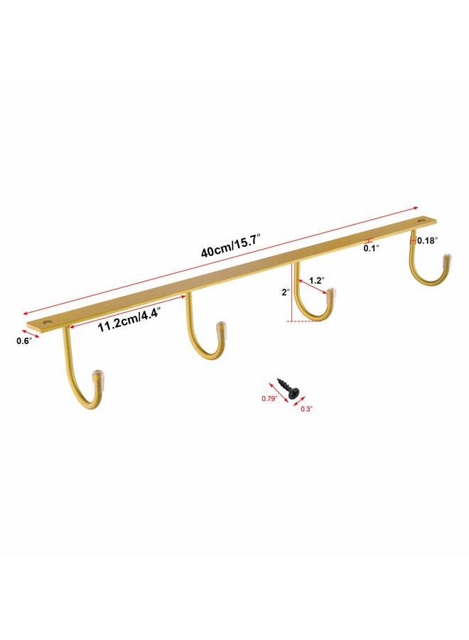 MOCOUM Coffee Mug Holder Under Cabinet, Metal Mug Cup Hook Iron Hanging Mug Rack Under ShelfCoffee Cup Holders for Counte (Gold, 3) - Image 2