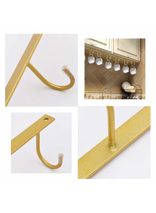 MOCOUM Coffee Mug Holder Under Cabinet, Metal Mug Cup Hook Iron Hanging Mug Rack Under ShelfCoffee Cup Holders for Counte (Gold, 3) - Image 4