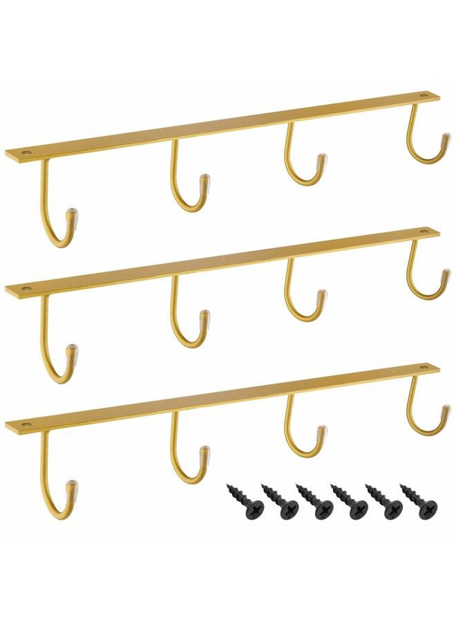 MOCOUM Coffee Mug Holder Under Cabinet, Metal Mug Cup Hook Iron Hanging Mug Rack Under ShelfCoffee Cup Holders for Counte (Gold, 3) - Image 1