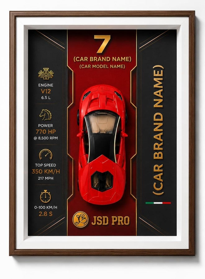 JSD PRO Diecast car Display Frame | Removable Pull Back Car | Premium 3D Shadow Box with Wall Mount & Table Stand | Collectible Decor Gift for automotive lovers - Image 1
